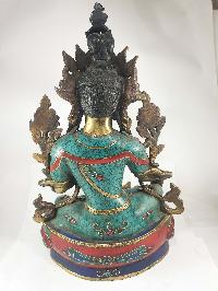 Buddhist Statue Of Green Tara, [sand Casting, Stone Setting