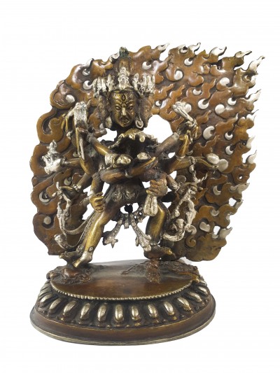 Buddhist Statue Of Chakrasamvara - Heruka, [chocolate Oxidized]