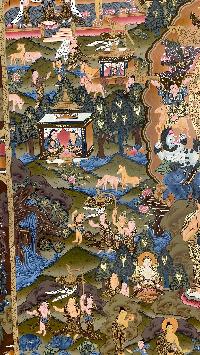 Buddist Hand Painted Thangka Of [buddha Life Story], [real Gold], Lamas Art