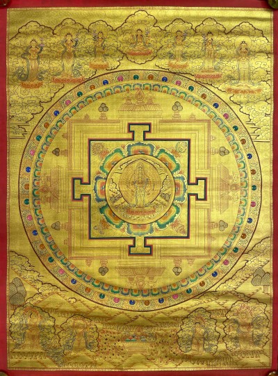 Buddist Hand Painted Thangka Of [mandala], [real Gold], Lamas Art