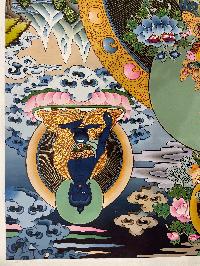 Buddist Hand Painted Thangka Of [manjushri], [real Gold], Lamas Art