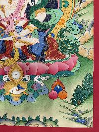Buddhist Hand Painted Thangka Of Vajrasattva, [real Gold], Lamas Art