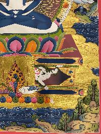 Buddhist Hand Painted Thangka Of Samantabhadra, [real Gold], Lamas Art
