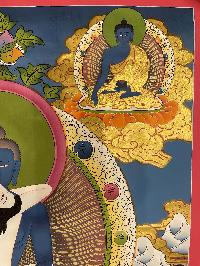 Buddhist Hand Painted Thangka Of Samantabhadra, [real Gold], Lamas Art