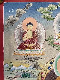 Buddhist Hand Painted Thangka Of Medicine Buddha, [real Gold], Lamas Art