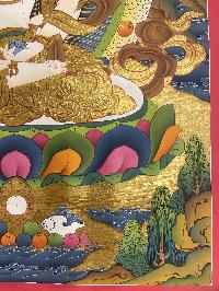 Buddhist Hand Painted Thangka Of Vajrasattva With Consort, [shakti], Yab-yum, [real Gold], Lamas Art