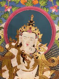Buddhist Hand Painted Thangka Of Vajrasattva With Consort, [shakti], Yab-yum, [real Gold], Lamas Art
