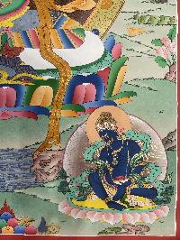 Buddhist Hand Painted Thangka Of Green Tara, [real Gold], Lamas Art