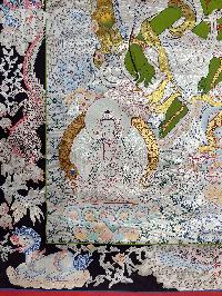 Buddhist Hand Painted Thangka Of Green Tara, [real Silver], Lamas Art