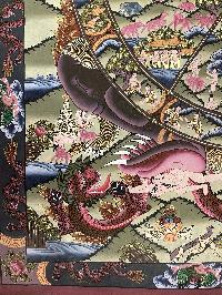 Buddhist Hand Painted Thangka Of Wheel Of Life, Lamas Art
