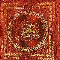 Buddhist Hand Painted Thangka Of Manjushri Mandala, [real Gold], Lamas Art