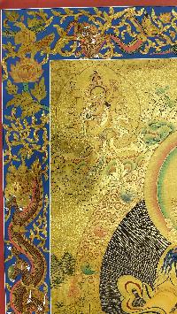 Buddhist Hand Painted Thangka Of Pancha Kuber Five Jambhala, [real Gold], Lamas Art