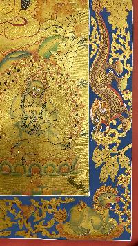 Buddhist Hand Painted Thangka Of Pancha Kuber Five Jambhala, [real Gold], Lamas Art