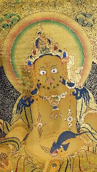 Buddhist Hand Painted Thangka Of Pancha Kuber Five Jambhala, [real Gold], Lamas Art