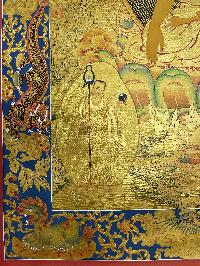 Buddhist Hand Painted Thangka Of Shakyamuni Buddha, [real Gold], Lamas Art
