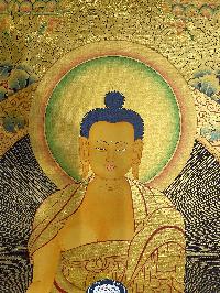 Buddhist Hand Painted Thangka Of Shakyamuni Buddha, [real Gold], Lamas Art