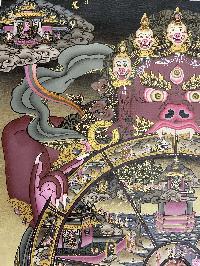 Buddhist Hand Painted Thangka Of Wheel Of Life, Lamas Art