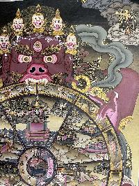 Buddhist Hand Painted Thangka Of Wheel Of Life, Lamas Art