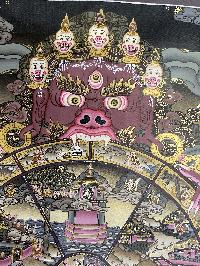 Buddhist Hand Painted Thangka Of Wheel Of Life, Lamas Art