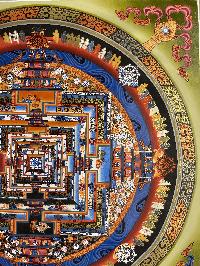 Buddhist Hand Painted Thangka Of Kalachakra Mandala, Lamas Art