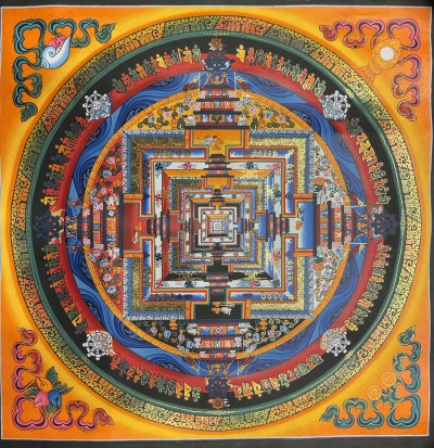 Buddhist Hand Painted Thangka Of Kalachakra Mandala, Lamasart], [square Mandala]