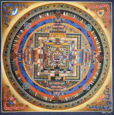 Buddhist Hand Painted Thangka Of Kalachakra Mandala, Lamasart], [square Mandala]