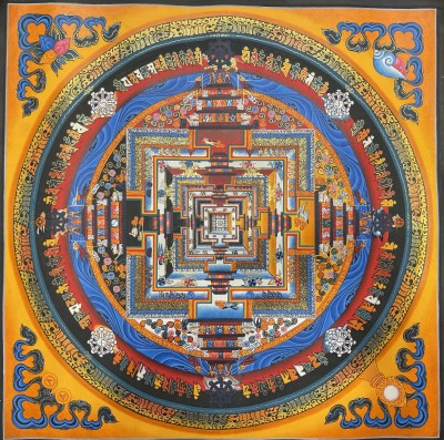 Buddhist Hand Painted Thangka Of Kalachakra Mandala, Lamasart], [square Mandala]