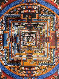 Buddhist Hand Painted Thangka Of Kalachakra Mandala, Lamasart], [square Mandala]