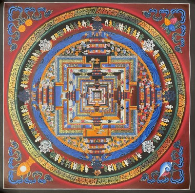 Buddhist Hand Painted Thangka Of Kalachakra Mandala, Lamasart], [square Mandala]