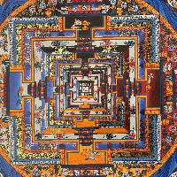 Buddhist Hand Painted Thangka Of Kalachakra Mandala, Lamasart], [square Mandala]