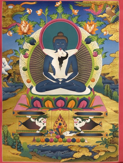 Buddhist Hand Painted Thangka Of Samantabhadra,lamas Art