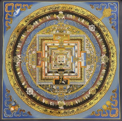 Buddhist Hand Painted Thangka Of Mandala, Lamas Art, [square Mandala]