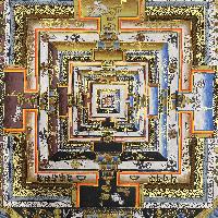 Buddhist Hand Painted Thangka Of Mandala, Lamas Art, [square Mandala]