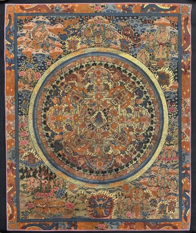 Buddhist Hand Painted Thangka Of Mandala, Lamas Art