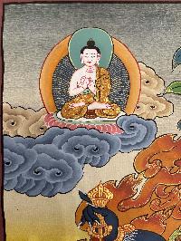 Buddhist Hand Painted Thangka Of Vajrapani [chana Dorje], [bodhisattva Set], [real Gold], Lamas Art, Three Great Bodhisattvas
