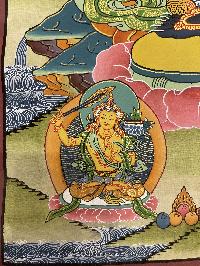 Buddhist Hand Painted Thangka Of Vajrapani [chana Dorje], [bodhisattva Set], [real Gold], Lamas Art, Three Great Bodhisattvas