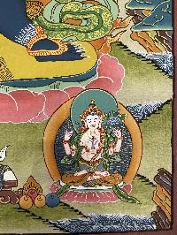 Buddhist Hand Painted Thangka Of Vajrapani [chana Dorje], [bodhisattva Set], [real Gold], Lamas Art, Three Great Bodhisattvas