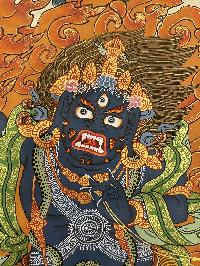 Buddhist Hand Painted Thangka Of Vajrapani [chana Dorje], [bodhisattva Set], [real Gold], Lamas Art, Three Great Bodhisattvas