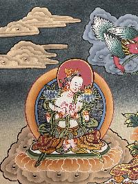 Buddhist Hand Painted Thangka Of Jambhala Namtose, [real Gold], Lamas Art With Various Gods