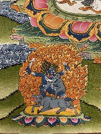 Buddhist Hand Painted Thangka Of Jambhala Namtose, [real Gold], Lamas Art With Various Gods
