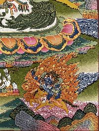 Buddhist Hand Painted Thangka Of Jambhala Namtose, [real Gold], Lamas Art With Various Gods