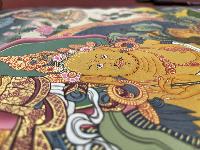 Buddhist Hand Painted Thangka Of Jambhala Namtose, [real Gold], Lamas Art With Various Gods