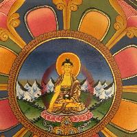Buddhist Hand Painted Thangka Of Shakyamuni Buddha, Mandala [real Gold], Lama`s Art, [square Mandala]