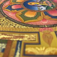 Buddhist Hand Painted Thangka Of Shakyamuni Buddha, Mandala [real Gold], Lama`s Art, [square Mandala]