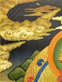 Buddhist Hand Painted Thangka Of White Tara, [real Gold], Lama`s Art With [aparimita And Namgyal], Three Long Life Deities