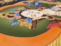 Buddhist Hand Painted Thangka Of White Tara, [real Gold], Lama`s Art With [aparimita And Namgyal], Three Long Life Deities