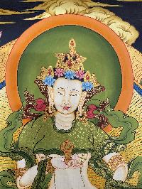 Buddhist Hand Painted Thangka Of Vajrasattva, [real Gold], Lamas Art