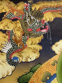 Buddhist Hand Painted Thangka Of Medicine Buddha, [real Gold], Lamas Art