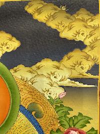 Buddhist Hand Painted Thangka Of Medicine Buddha, [real Gold], Lamas Art