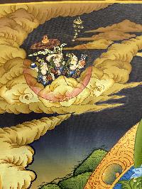 Buddhist Hand Painted Thangka Of Green Tara, [real Gold], Lamas Art With [manjushri And Vajrapani]